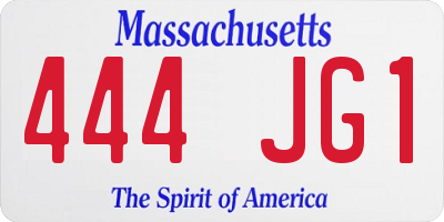 MA license plate 444JG1
