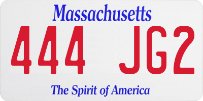 MA license plate 444JG2