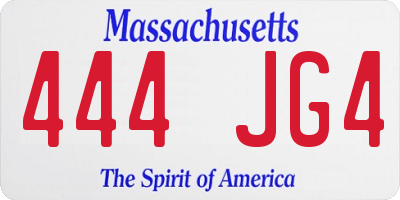 MA license plate 444JG4