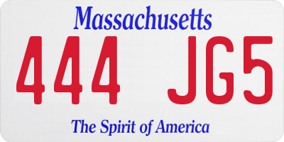 MA license plate 444JG5