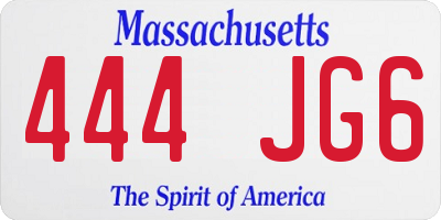 MA license plate 444JG6