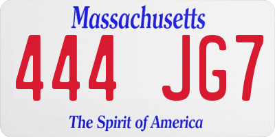 MA license plate 444JG7