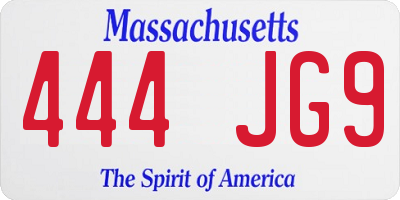 MA license plate 444JG9