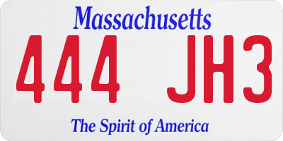 MA license plate 444JH3