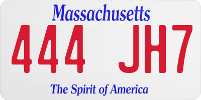 MA license plate 444JH7