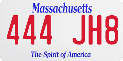 MA license plate 444JH8