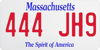 MA license plate 444JH9
