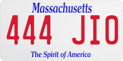 MA license plate 444JI0