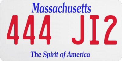 MA license plate 444JI2