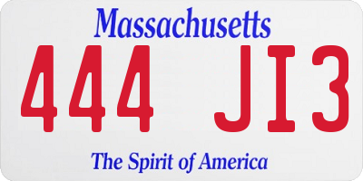 MA license plate 444JI3