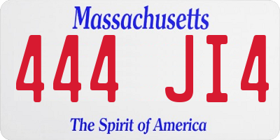 MA license plate 444JI4
