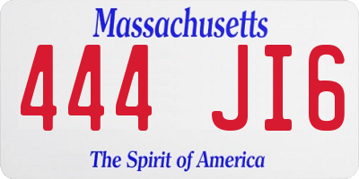 MA license plate 444JI6