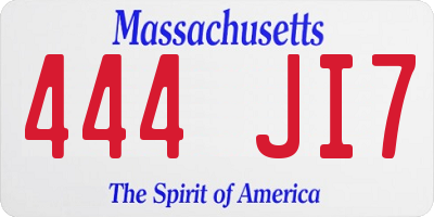 MA license plate 444JI7