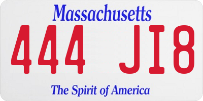 MA license plate 444JI8