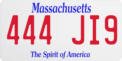 MA license plate 444JI9