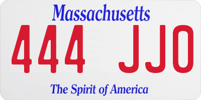 MA license plate 444JJ0