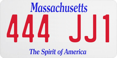 MA license plate 444JJ1