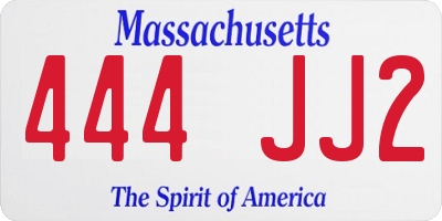 MA license plate 444JJ2