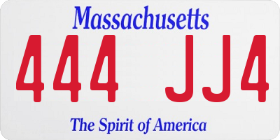 MA license plate 444JJ4