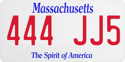 MA license plate 444JJ5
