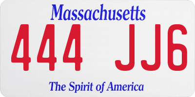 MA license plate 444JJ6