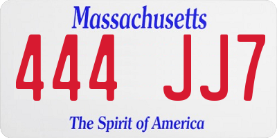 MA license plate 444JJ7