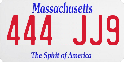 MA license plate 444JJ9