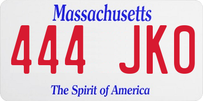 MA license plate 444JK0