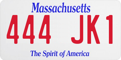MA license plate 444JK1