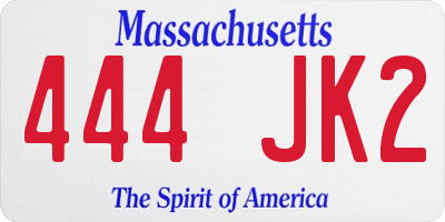 MA license plate 444JK2