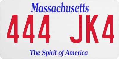 MA license plate 444JK4