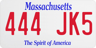 MA license plate 444JK5