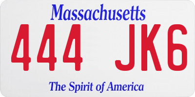 MA license plate 444JK6