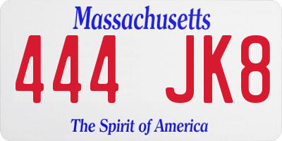 MA license plate 444JK8