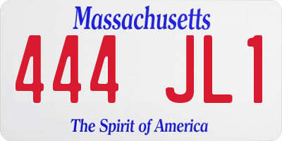 MA license plate 444JL1