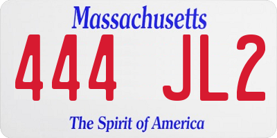 MA license plate 444JL2