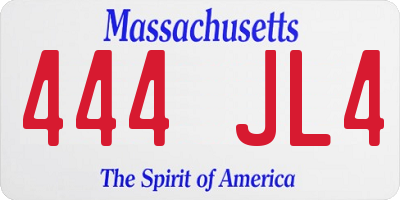 MA license plate 444JL4