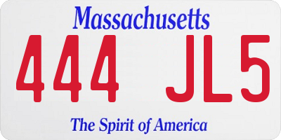 MA license plate 444JL5