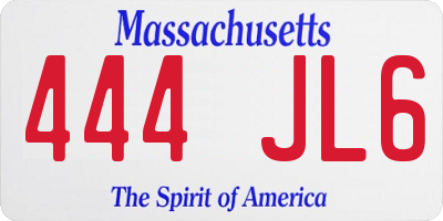 MA license plate 444JL6