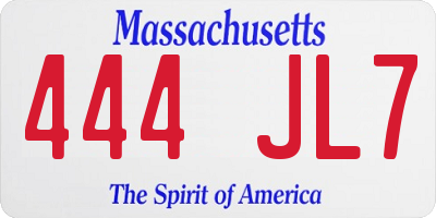 MA license plate 444JL7