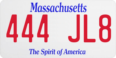 MA license plate 444JL8