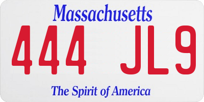MA license plate 444JL9