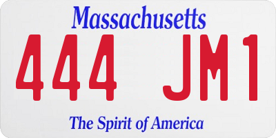 MA license plate 444JM1