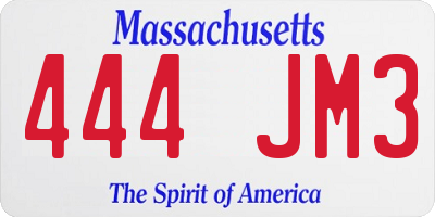 MA license plate 444JM3