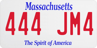 MA license plate 444JM4