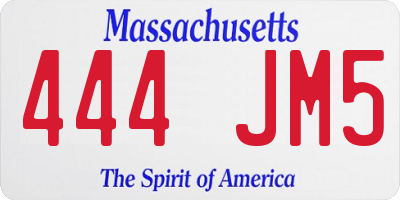 MA license plate 444JM5