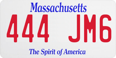 MA license plate 444JM6