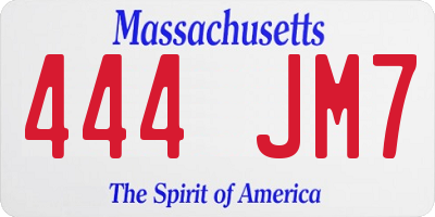 MA license plate 444JM7