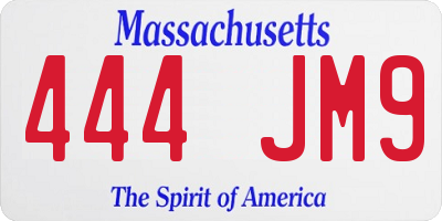 MA license plate 444JM9