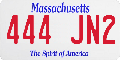 MA license plate 444JN2